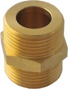Double nipple made from brass and stainless steel, brass thread unions, flat sealing