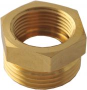 Reducer made from brass and stainless steel, brass thread unions, flat sealing